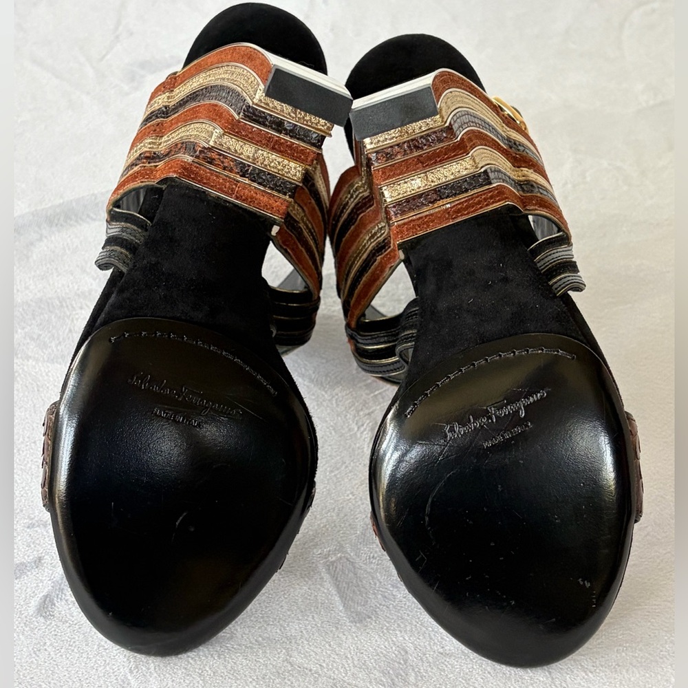 Salvatore Ferragamo Lenny F/W 2015 Runway Art Deco heels, *never worn* w/dustbag - Picture 15 of 17